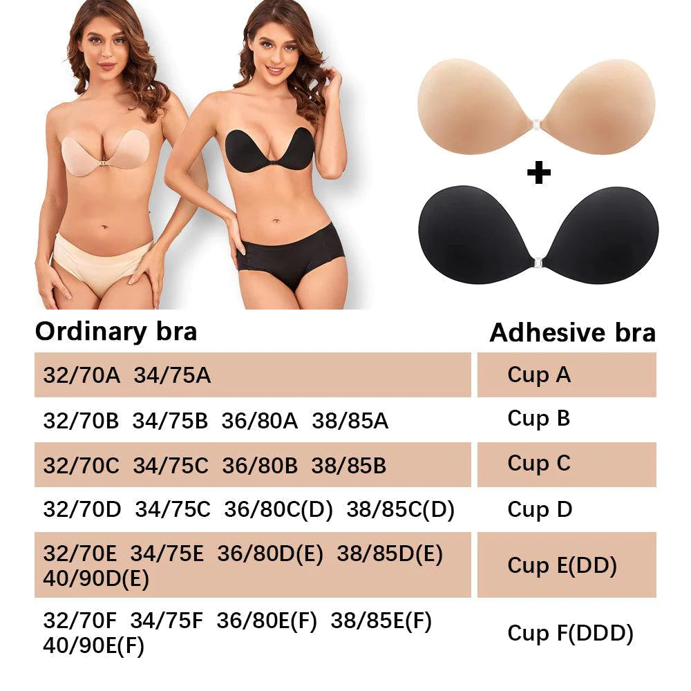 Strapless Adhesive Invisible Push up Bra for Backless Dress – Leely